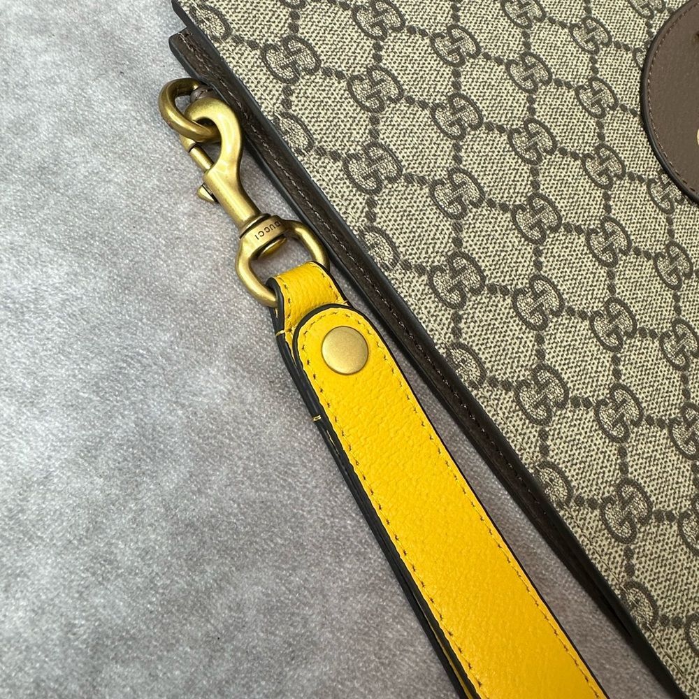 Gucci Brown Monogram Wristlet Clutch with Gold Logo - Picture 6 of 10